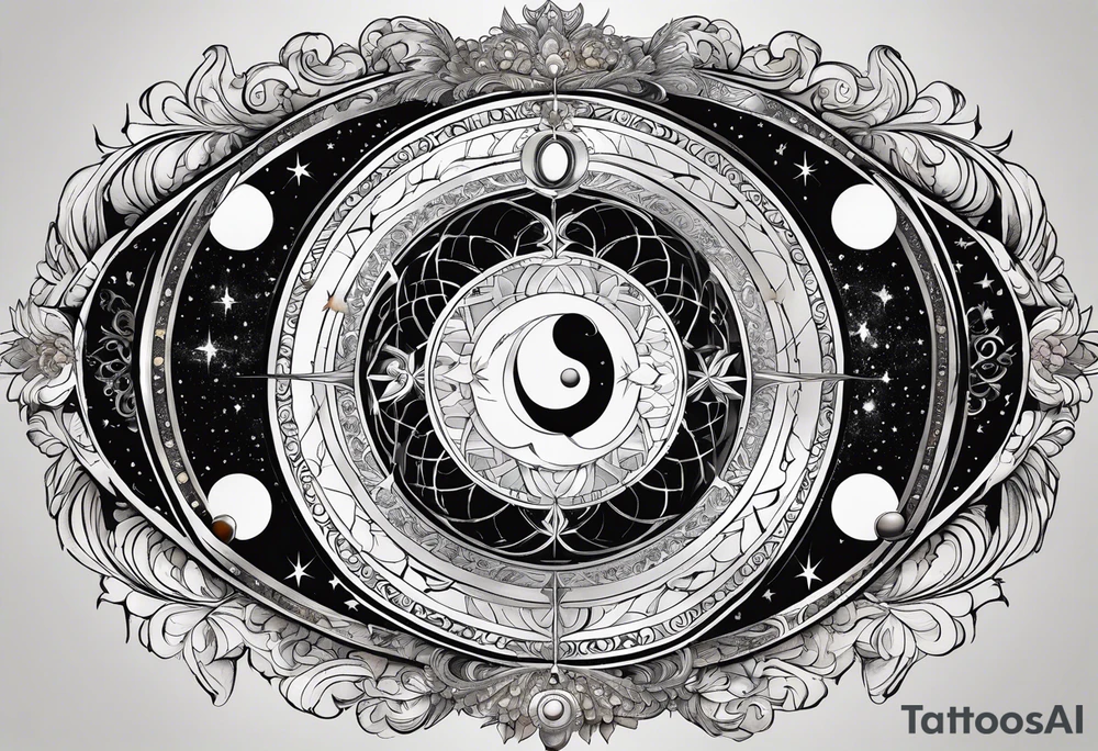 Astrology, Gemini, Natal Chart, angelic, vision, planetary, yin yang, the moon, spiritual third eye, mystical armband tattoo idea