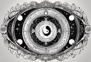 Astrology, Gemini, Natal Chart, angelic, vision, planetary, yin yang, the moon, spiritual third eye, mystical armband tattoo idea