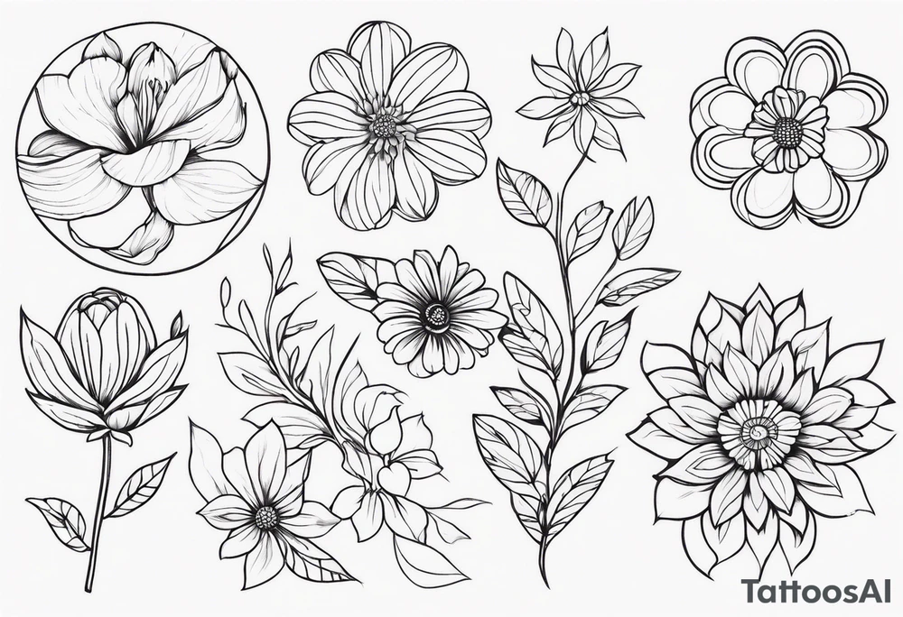 ornaments of flowers tattoo idea