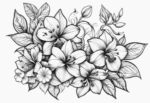 Flower and vine tattoo on upper left back climbing over the shoulder and towards the chest. Flowers should be Lilys, orchids, and dandelions. tattoo idea