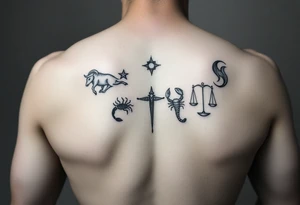 Taurus, cancer, 2 scorpio, capricorn, and libra constellation tattoo for arm tattoo idea