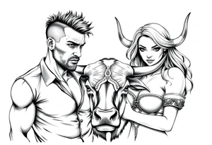 a cuckold man and hotwife with a bull tattoo idea