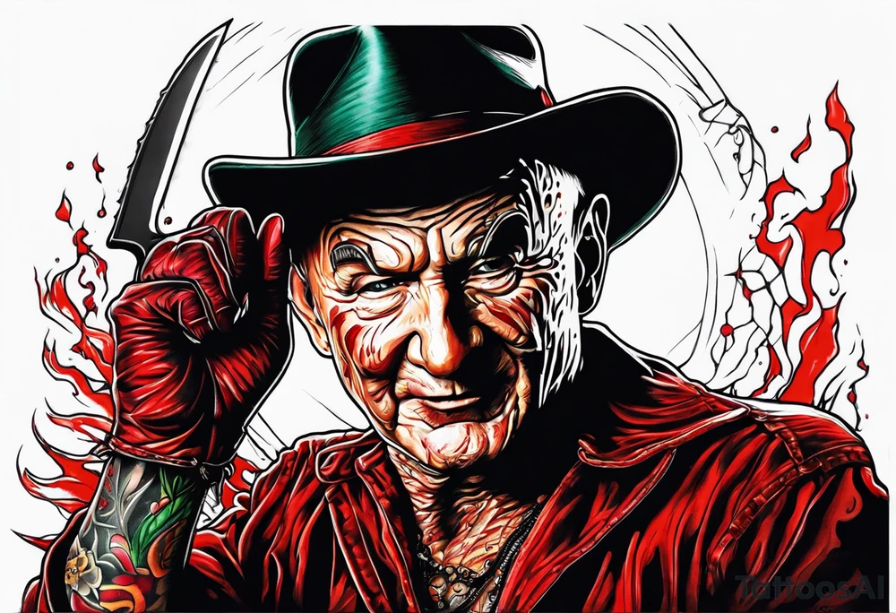 Baby Freddy Krueger with his knife gloves on tattoo idea