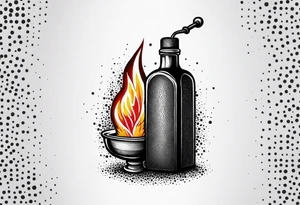 Flaming Molotov cocktail gasoline tattoo idea