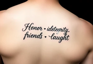 Honor integrity family friends laughter tattoo idea