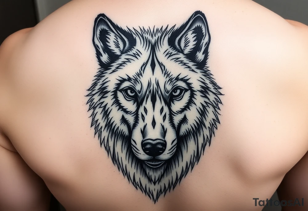 A solitary yet sublime and noble wolf and its progeny. the face tattoo idea