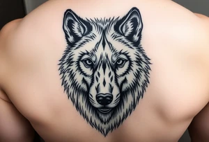 A solitary yet sublime and noble wolf and its progeny. the face tattoo idea