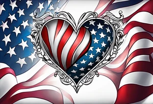 American flag in heart tattoo idea