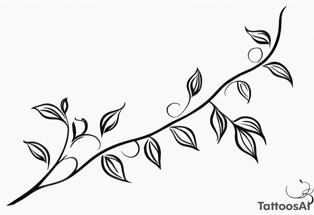 Design a minimalistic vine tattoo for the collarbone. The vine should be delicate, with thin lines and small leaves. It should follow the natural curve of the collarbone, with a subtle and organic flow. No flowers, just simple, clean lines to create an elegant look." tattoo idea