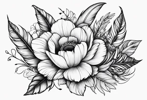 Floral feather tattoo idea