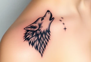 Wolf howling moon stars dove tattoo idea