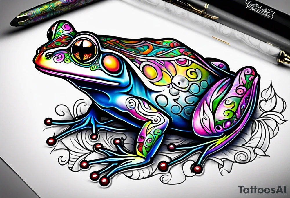 a trippy psychedelic frog tattoo idea