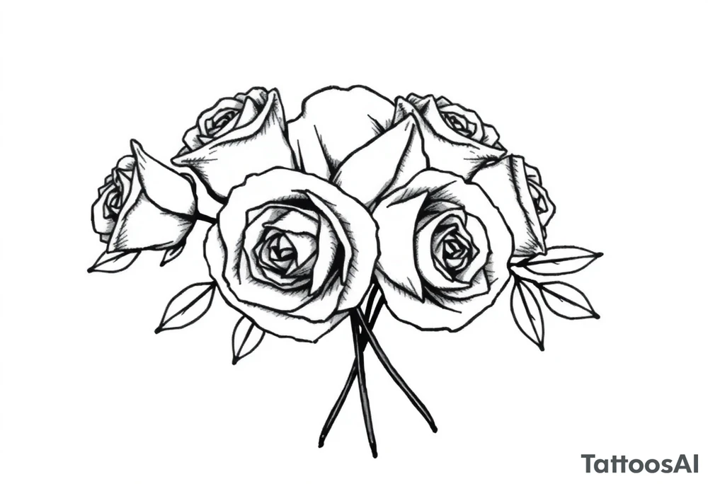 bouquet of roses tattoo idea