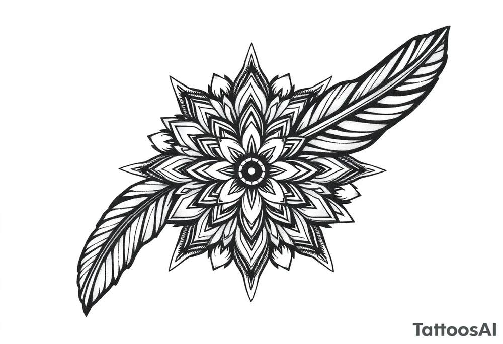 spiritual feather indian mandala shaman tattoo idea