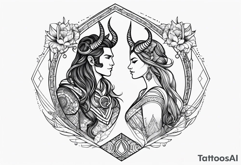 Couple's tattoos capricorn and aquarius tattoo idea