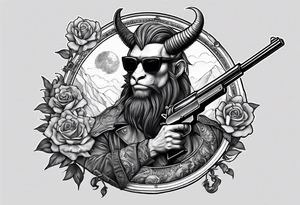 capricorn with sunglasses and a gun tattoo idea