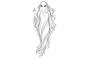 Tall girly ghost line work with middle finger up tattoo idea