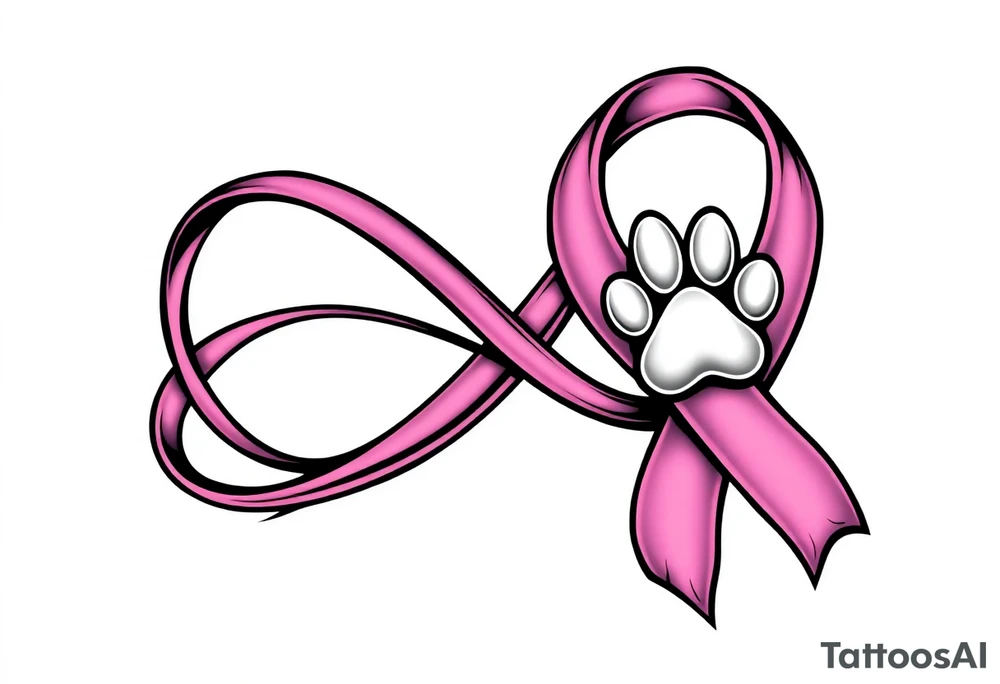 infinity symbol and cancer ribbon with dawg paw tattoo idea