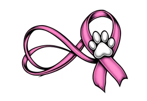 infinity symbol and cancer ribbon with dawg paw tattoo idea