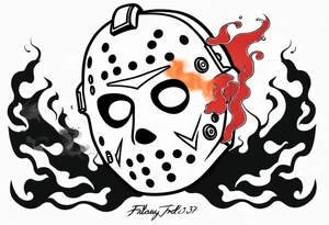 Friday the 13th Jason mask tattoo with smoke tattoo idea
