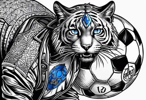 blue wildcat half black boy in football attire  morphing into jootball game night tattoo idea