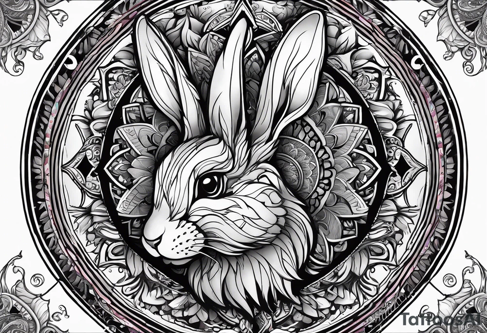 wonderland  dead 
rabbit mandalas feather tattoo idea