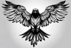 crow with open wings, only the outlines tattoo idea