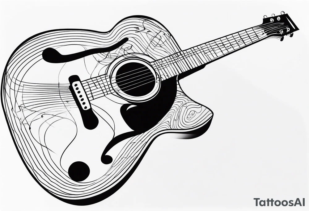 Eléctric guitar sound with lines abstrac croos with number 7 tattoo idea