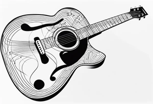 Eléctric guitar sound with lines abstrac croos with number 7 tattoo idea