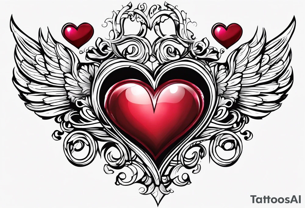 Hearts with NCJB letters tattoo idea