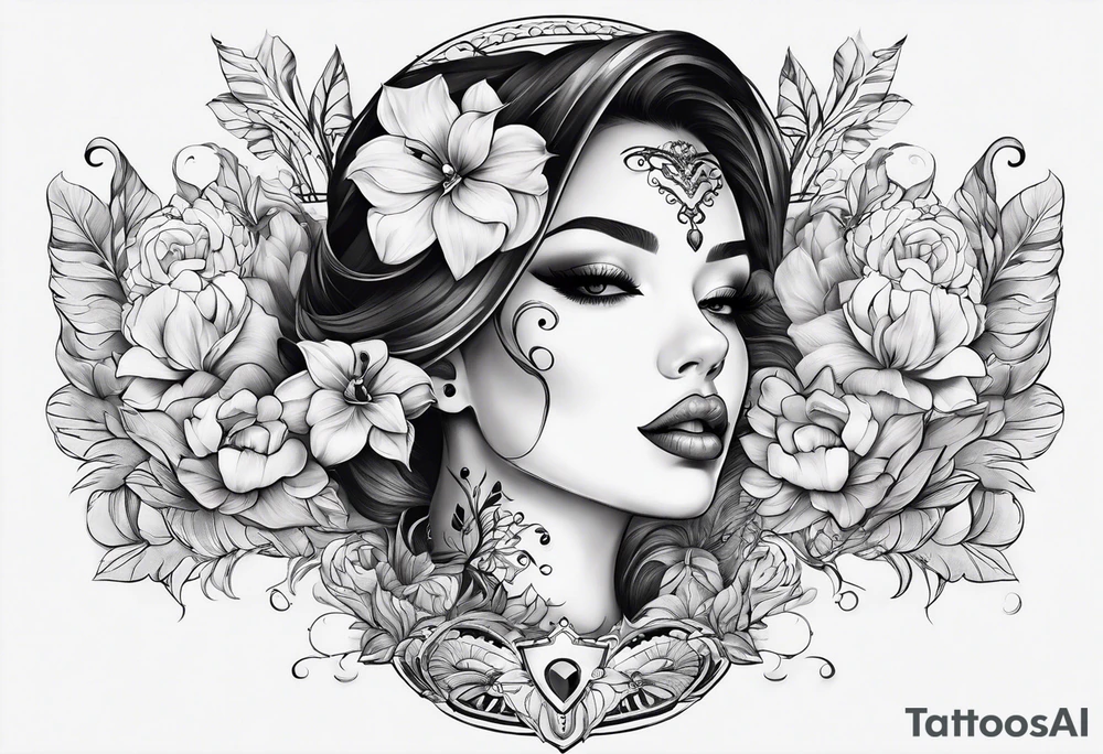 Non portrait feminine throat tattoo idea