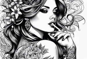 girl with tattoos smoking tattoo idea