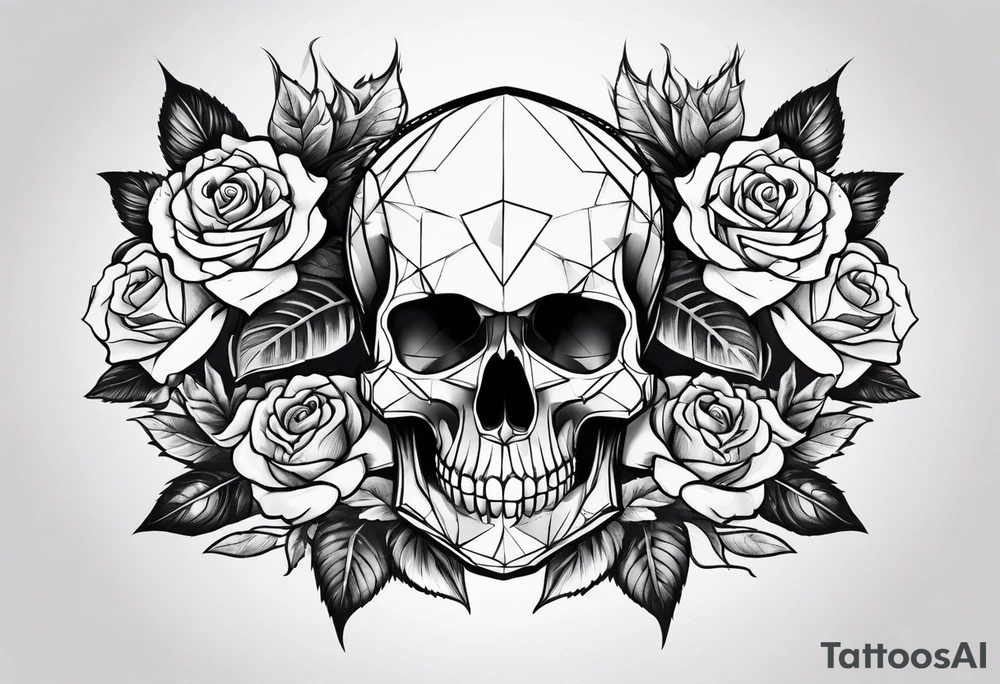 skull and roses tattoo idea