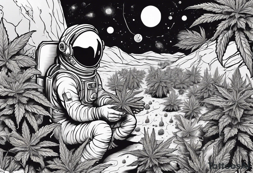 Astronaut tending to his cannabis farm, on Mars. tattoo idea