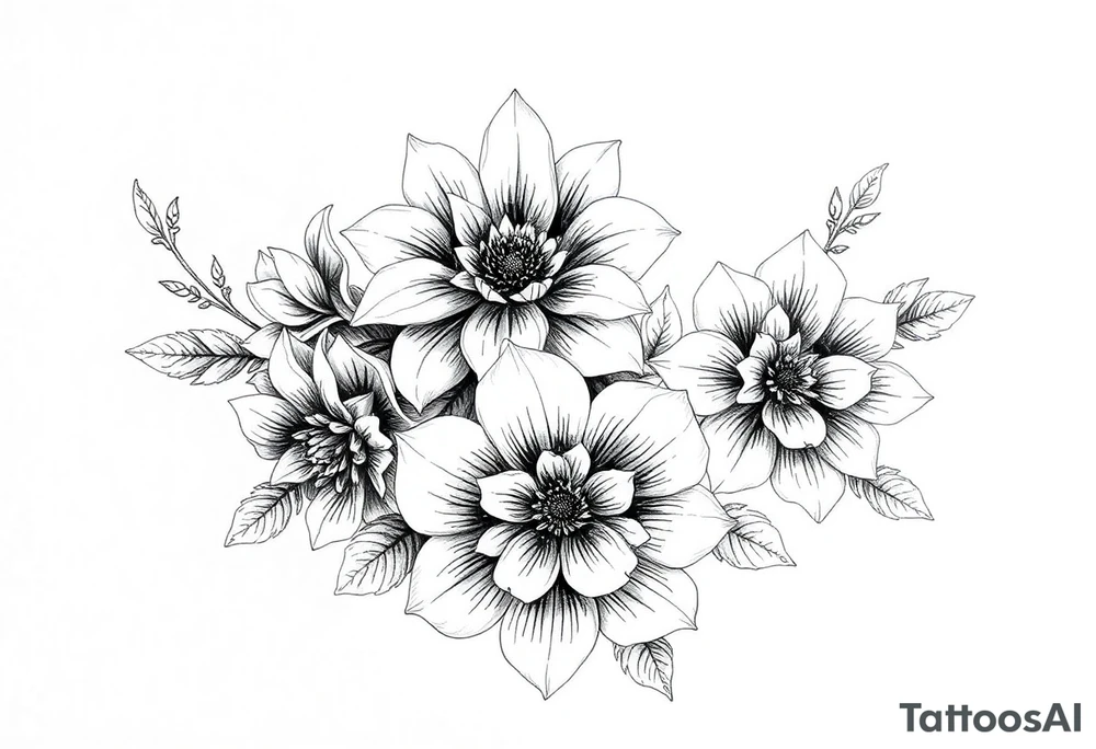 ornaments of flowers tattoo idea