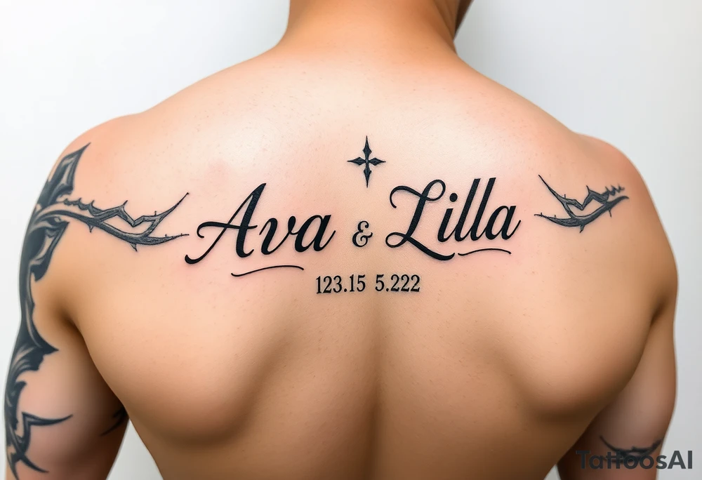 powerful unique tattoo for a father.  Half sleeve.  Elbow to wrist.  With 2 daughters name Ava 12.31.15 and Lila 5.17.22 tattoo idea