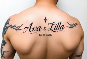 powerful unique tattoo for a father.  Half sleeve.  Elbow to wrist.  With 2 daughters name Ava 12.31.15 and Lila 5.17.22 tattoo idea