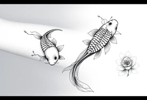 2 koi swimming upstream with tiger lily’s tattoo idea