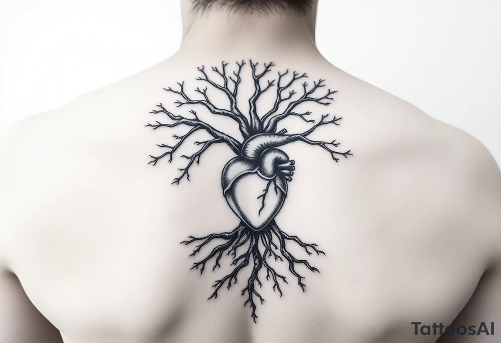 DNA tree with roots and anatomical heart inside the roots tattoo idea DNA tree with roots and anatomical heart inside the roots tattoo idea