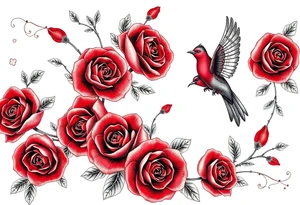 Vintage lace, red roses, red birds, vintage tattoo idea