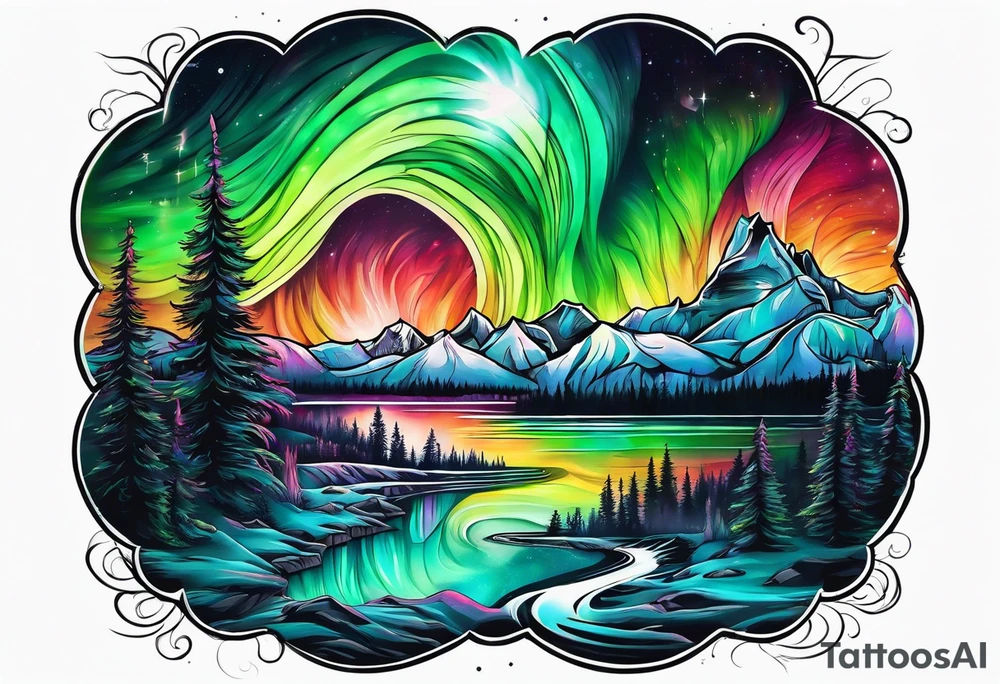 Northern lights with pennywise tattoo idea