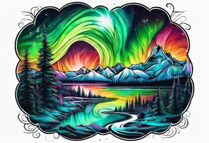 Northern lights with pennywise tattoo idea