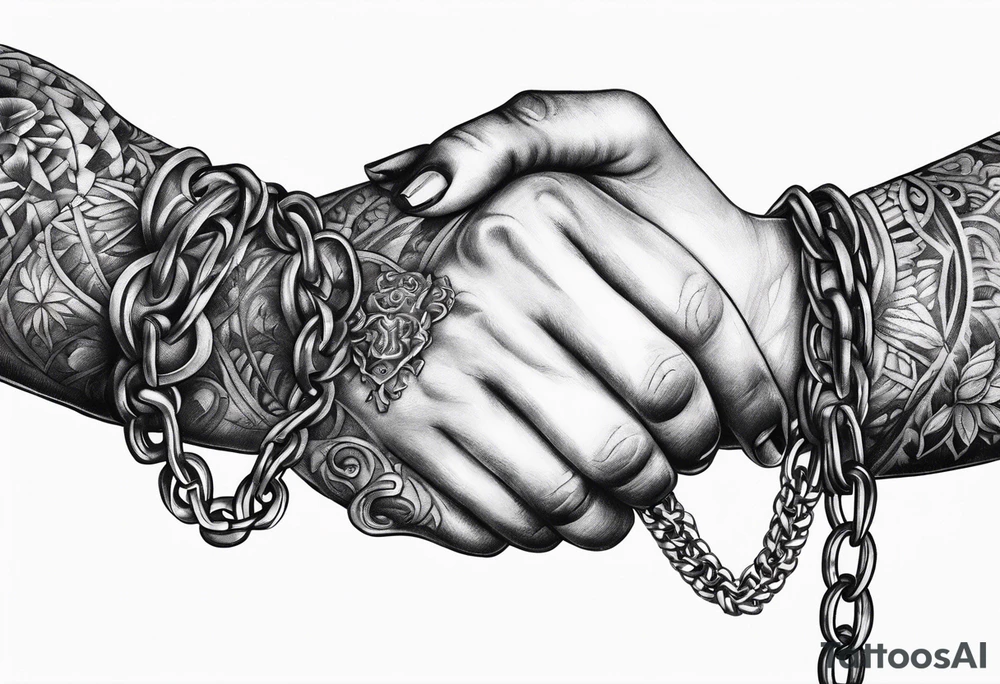 praying hands with chain tattoo idea