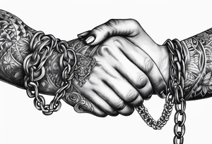 praying hands with chain tattoo idea