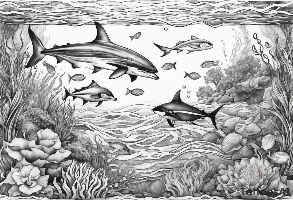 under water ocean scene tattoo idea