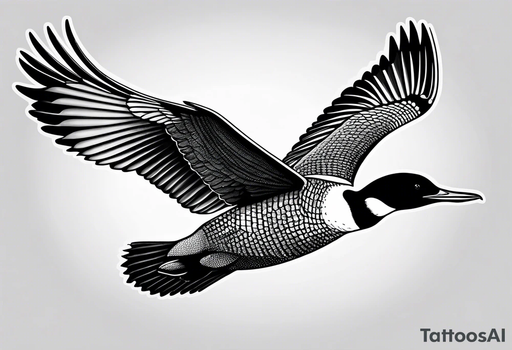 A loon with its wings spread tattoo idea