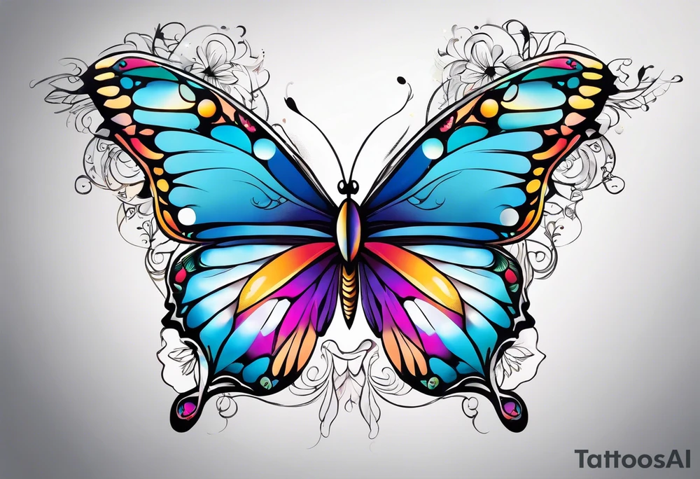 Beautiful butterfly. Flying.  very colorful and delicate tattoo idea