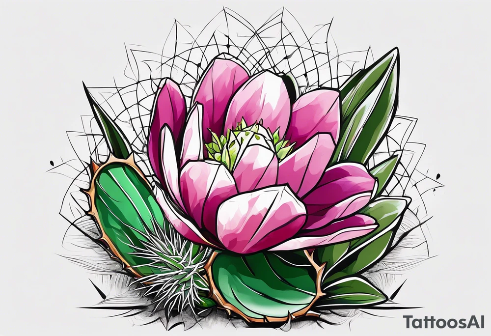 A prickly pear embedding a wind rose tattoo idea