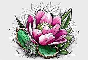 A prickly pear embedding a wind rose tattoo idea