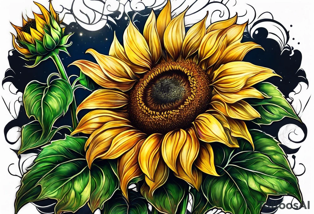 Glowing sunflower tattoo idea